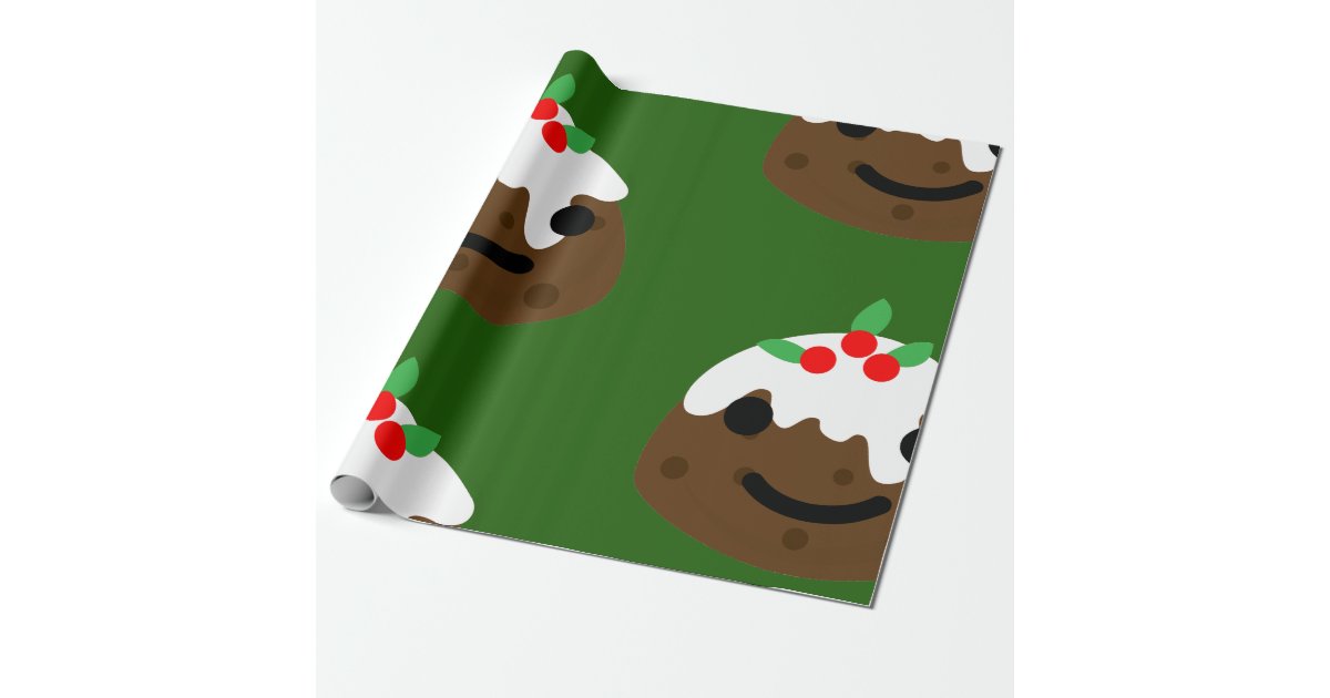 christmas pudding emoji wrapping paper Zazzle