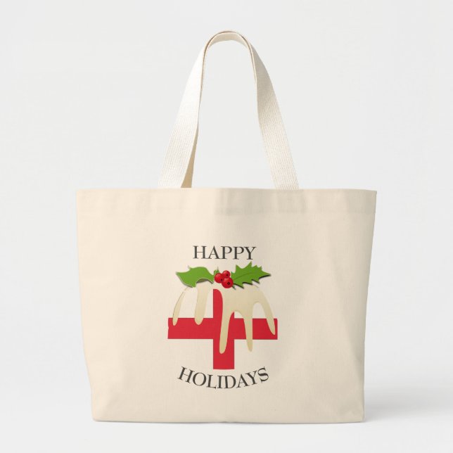 Christmas Pudding ENGLAND FLAG Large Tote Bag (Front)