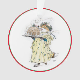 Christmas Pudding Fox Ornament