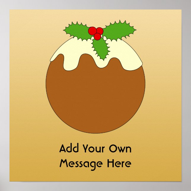 Christmas Pudding. Gold colour background. Poster (Front)