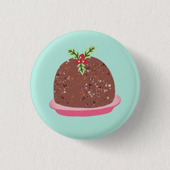 Christmas Pudding Holiday Food Illustration 3 Cm Round Badge (Front)