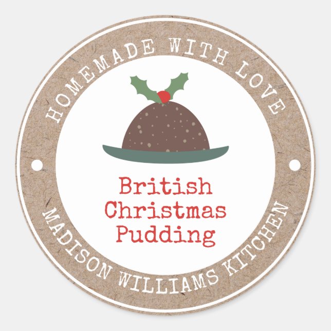 Christmas Pudding | Homemade with Love  Classic Round Sticker (Front)