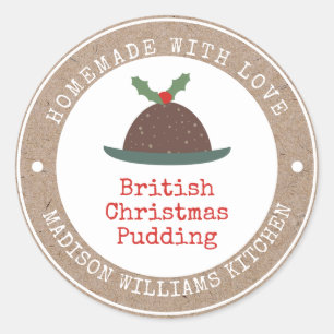 Christmas Pudding Homemade with Love Classic Round Sticker