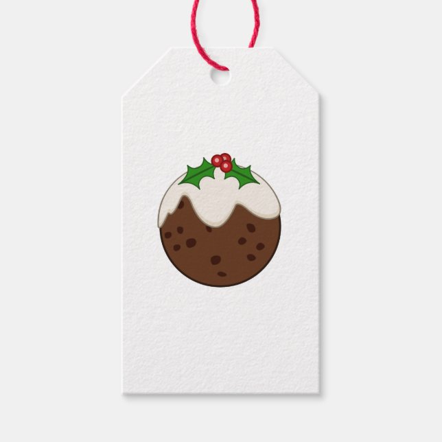Christmas Pudding Illustrative Art Gift Tags (Front)