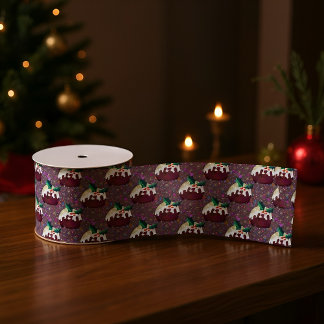 Christmas Pudding Pattern Holiday Grosgrain Ribbon