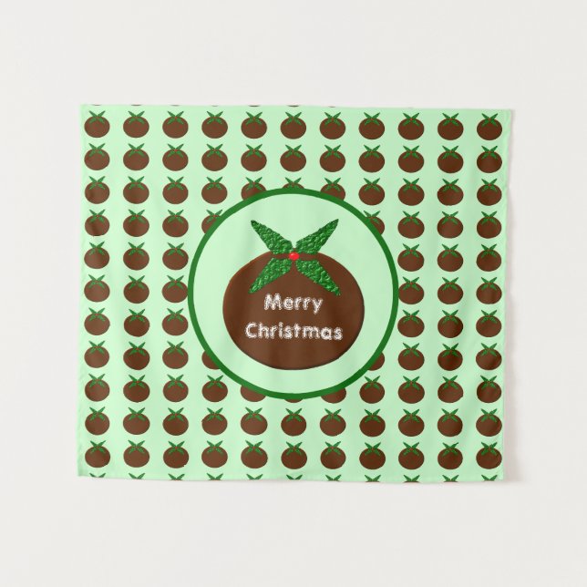 Christmas Pudding Personalised Tapestry (Front (Horizontal))