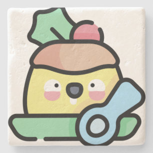 christmas pudding stone coaster