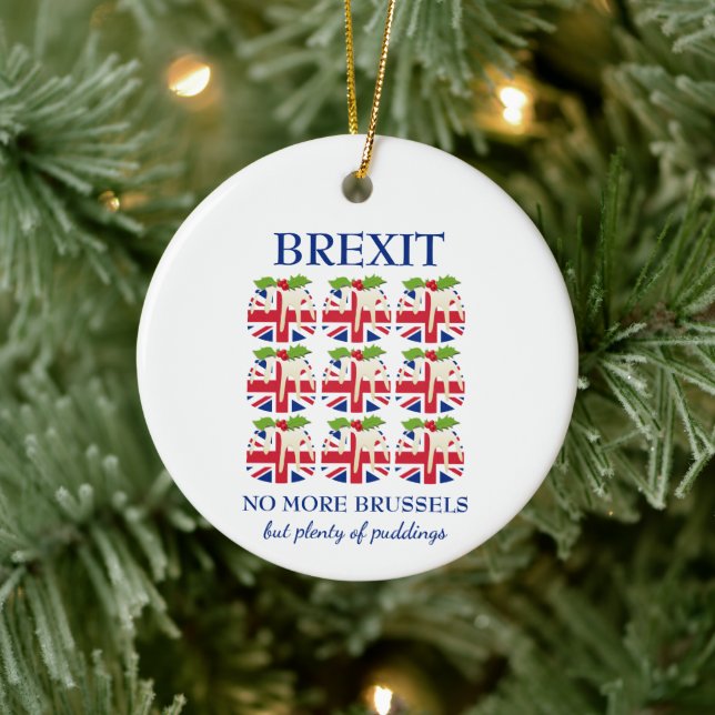 Christmas Pudding | Union Jack | BREXIT Ceramic Tree Decoration (Tree)