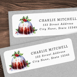 Christmas pudding watercolor return address
