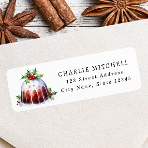Christmas pudding watercolor return address