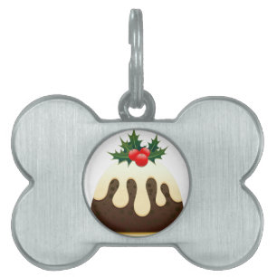 christmas puddings pet name tag