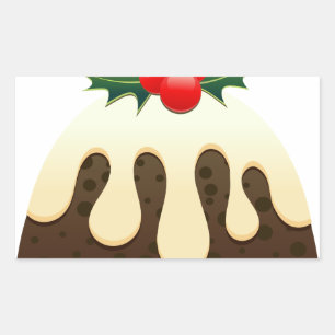 christmas puddings rectangular sticker