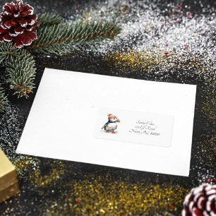 Christmas Puffin, customisable Label