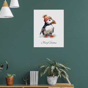 Christmas Puffin, customisable Poster