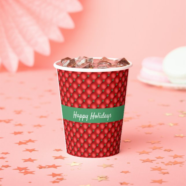 Christmas Puffy Quilted Red and Green  Paper Cups (Insitu)