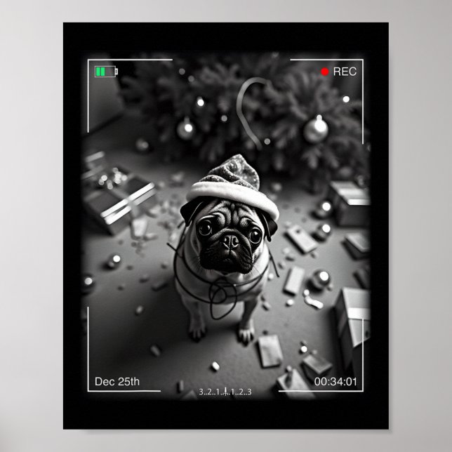 Christmas Pug Caught On Camera  Poster (Front)