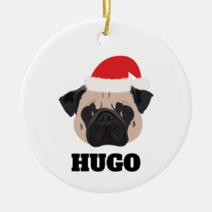 Christmas Pug Ceramic Tree Decoration