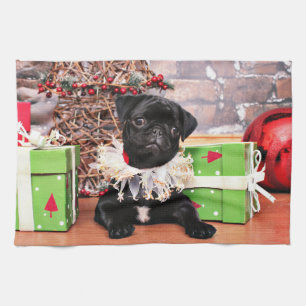 Christmas - Pug - Daisy Mae Tea Towel