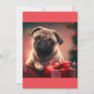  Christmas Pug Dog , Dog lover gift  T-Shirt Holiday Card