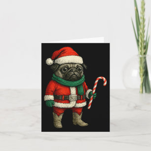 Christmas Pug Dog Funny Xmas Outfit Red Pug Candy Card