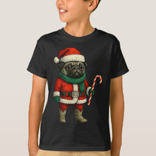 Christmas Pug Dog Funny Xmas Outfit Red Pug Candy  T-Shirt