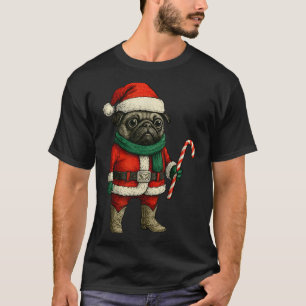 Christmas Pug Dog Funny Xmas Outfit Red Pug Candy  T-Shirt