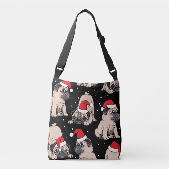 Christmas Pug Dog Gift Tote Bag (Front)