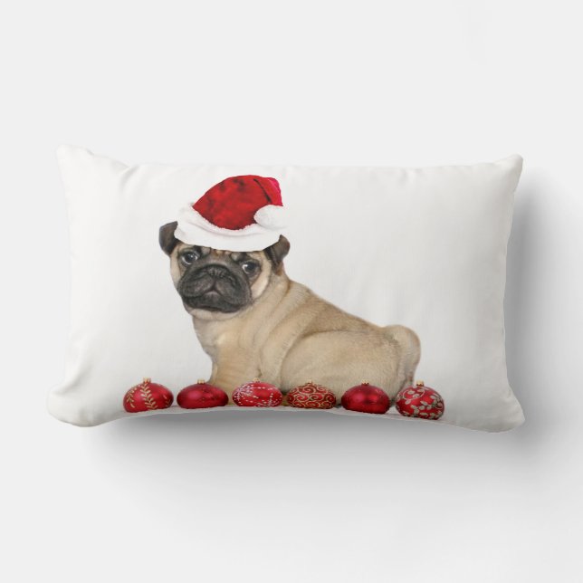 Christmas Pug dog Lumbar Cushion (Front)