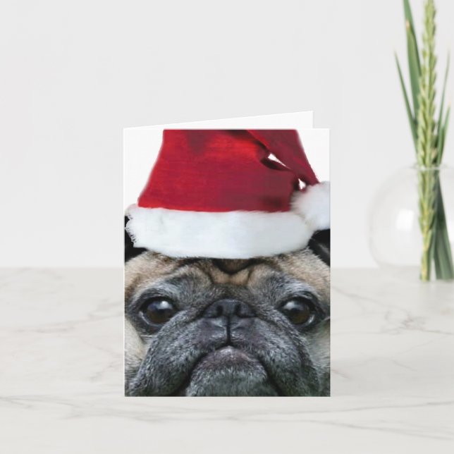 Christmas Pug dog notecard (Front)