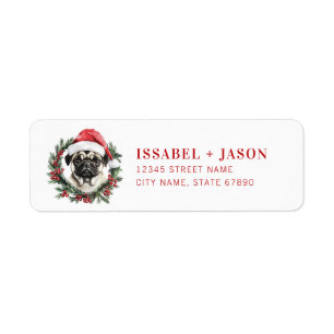 Christmas Pug Dog Return Address Labels