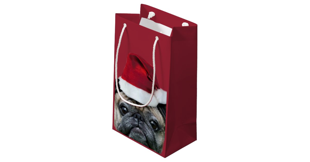 Christmas pug dog small gift bag Zazzle