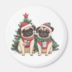 Christmas Pug Dogs Magnet