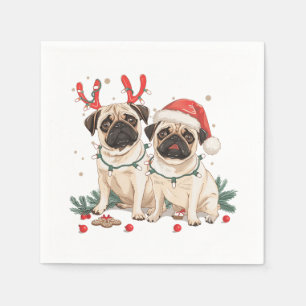 Christmas Pug Dogs Napkin