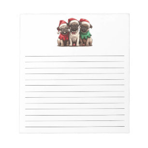 Christmas Pug Dogs Notepad