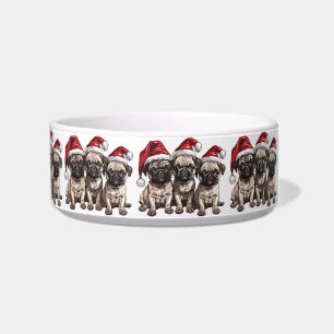 Christmas Pug Dogs Santa Bowl