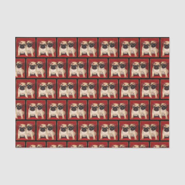 Christmas pug dogs tissue paper (Front)
