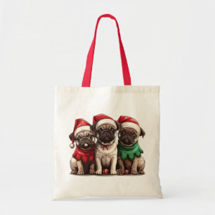 Christmas Pug Dogs Tote Bag