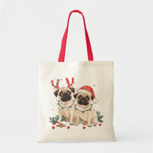 Christmas Pug Dogs Tote Bag