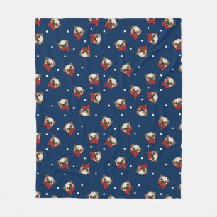 Christmas Pug Fleece Blanket