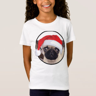 Christmas Pug Girls' Bella Fitted Babydoll T-Shirt