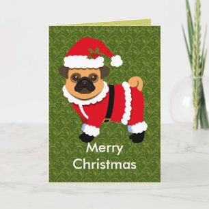 Christmas pug holiday card