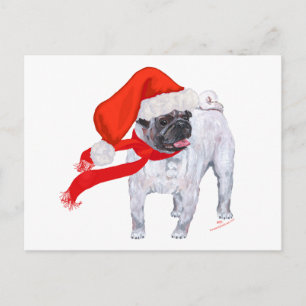 Christmas Pug Holiday Postcard