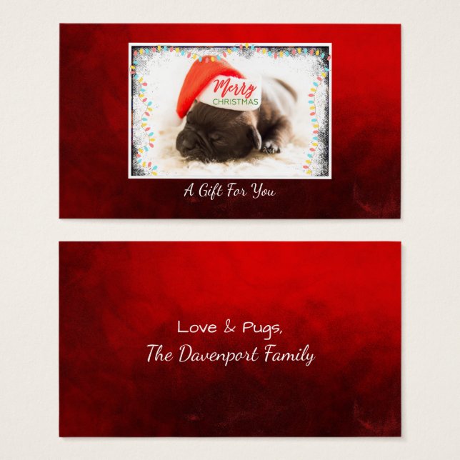 Christmas Pug in Santa Hat  Gift For You (Front & Back)
