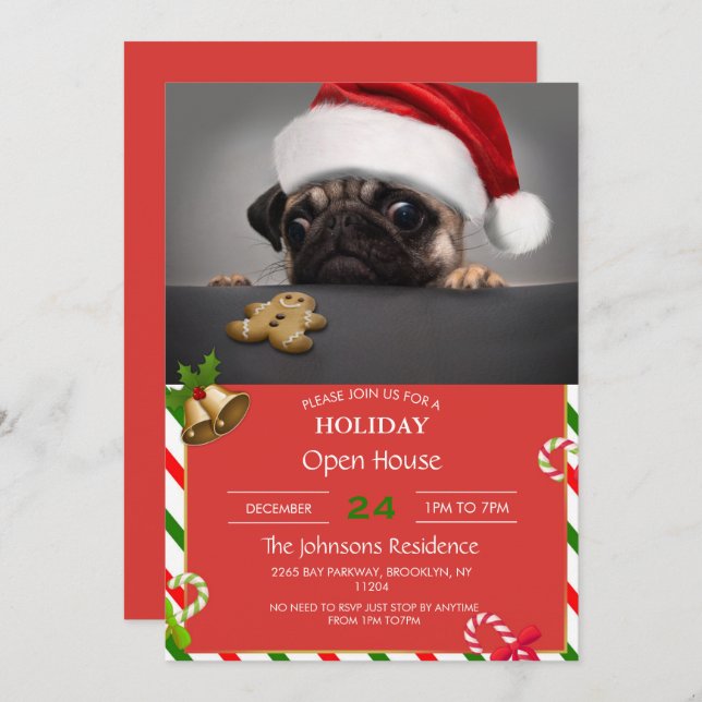 Christmas Pug       Invitation (Front/Back)