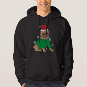 Christmas Pug Jumper Festive Illustrated Pug Dog   Hoodie