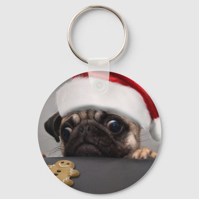 Christmas Pug Key Ring (Front)