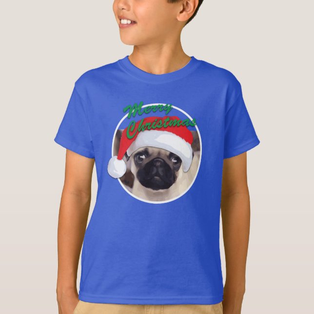 Christmas Pug - Kids' Basic Hanes T-Shirt (Front)