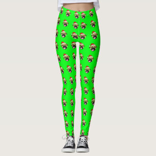 Christmas Pug Leggings Green