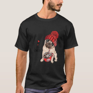 Christmas Pug Let It Snow Xmas Cute Pug Dog Drinki T-Shirt