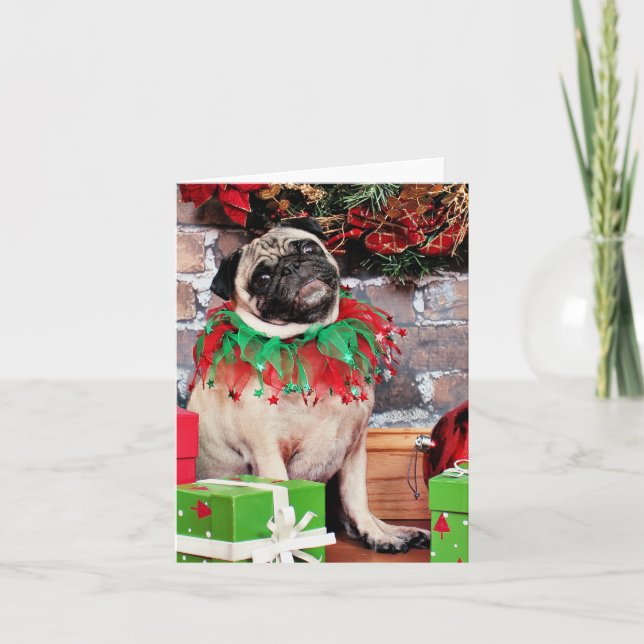 Christmas - Pug - Lily Lou Holiday Card (Front)